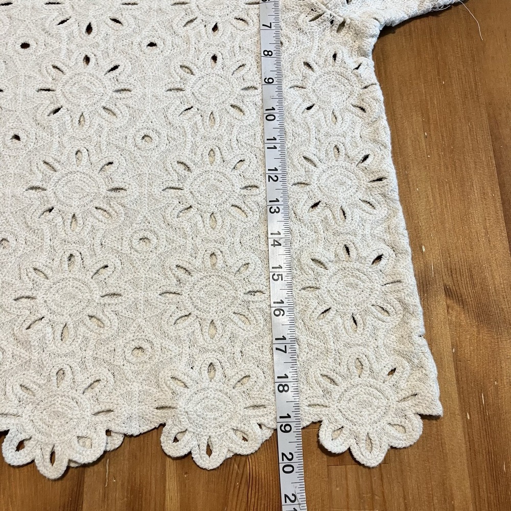 J. Jill Women's Barley Crochet Top Petite S Cream Floral Eyelet 3/4 Slv Cottage - Picture 8 of 8